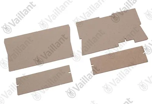 Vaillant Isoliermatten, bestehend aus mehreren rechteckigen Teilen in beiger Farbe, auf einem weißen Hintergrund angeordnet.